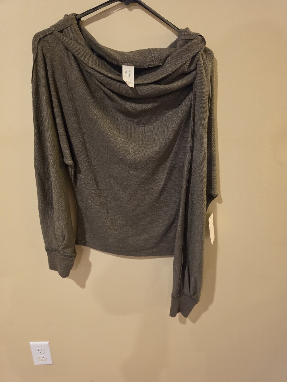 Free People Women’s Skyline Thermal Off-Shoulder Cotton Blend Sweater - Green